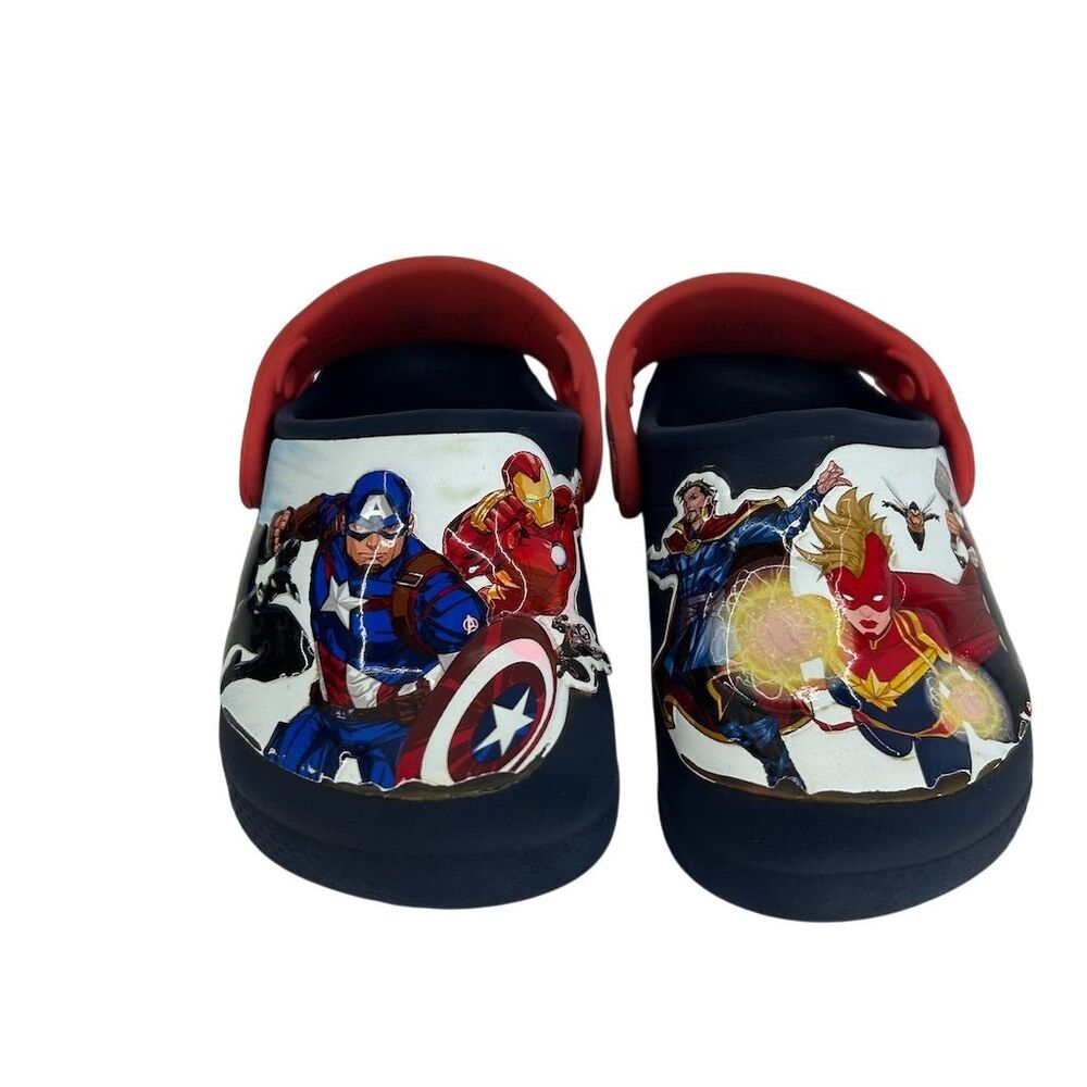 Marvel Avengers Crocs Boys Toddler Clogs Blue Sandals Size 7 Play Condition